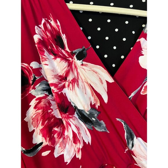 WHBM Medium M Reversible Floral Dot Faux Wrap Dress No Belt - Picture 11 of 15